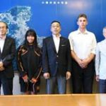 市長表敬訪問（小樽潮陵高校ラグビー部）